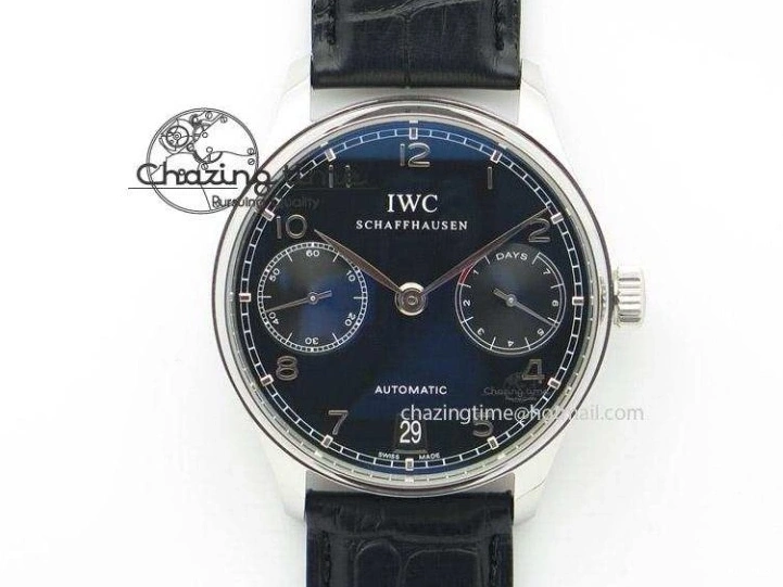 MIROTIME 0426 TimelessDesign Portuguese IW358304 ZF 1:1 Best Edition SS Blue Dial on Leather Strap A 7078